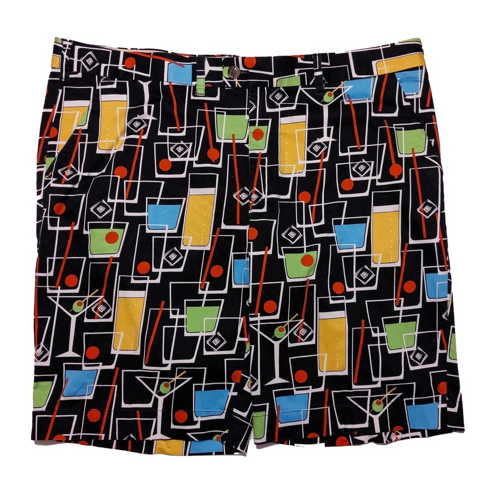 LOUDMOUTH‎ GOLF Men's Shorts Martini Cocktail Drinks Black ~ 42